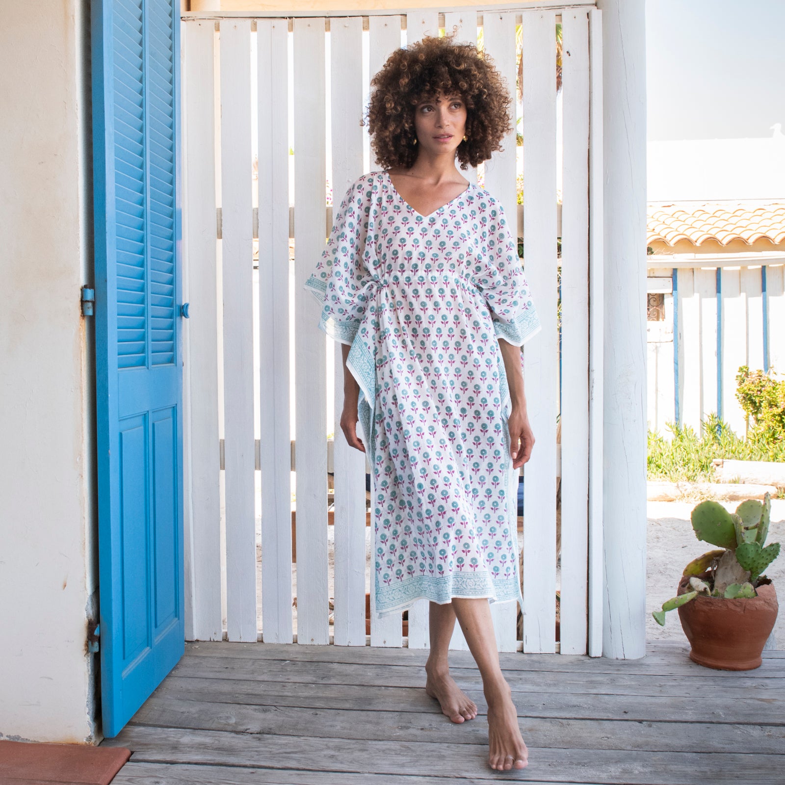 Long Caftan Grace 100% Organic Cotton - Green GREEN