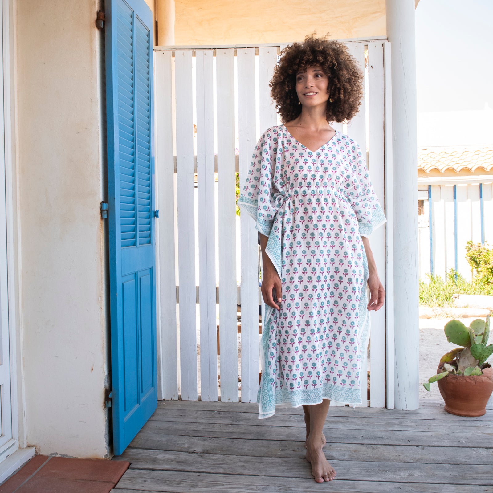 Long Caftan Grace 100% Organic Cotton - Green GREEN