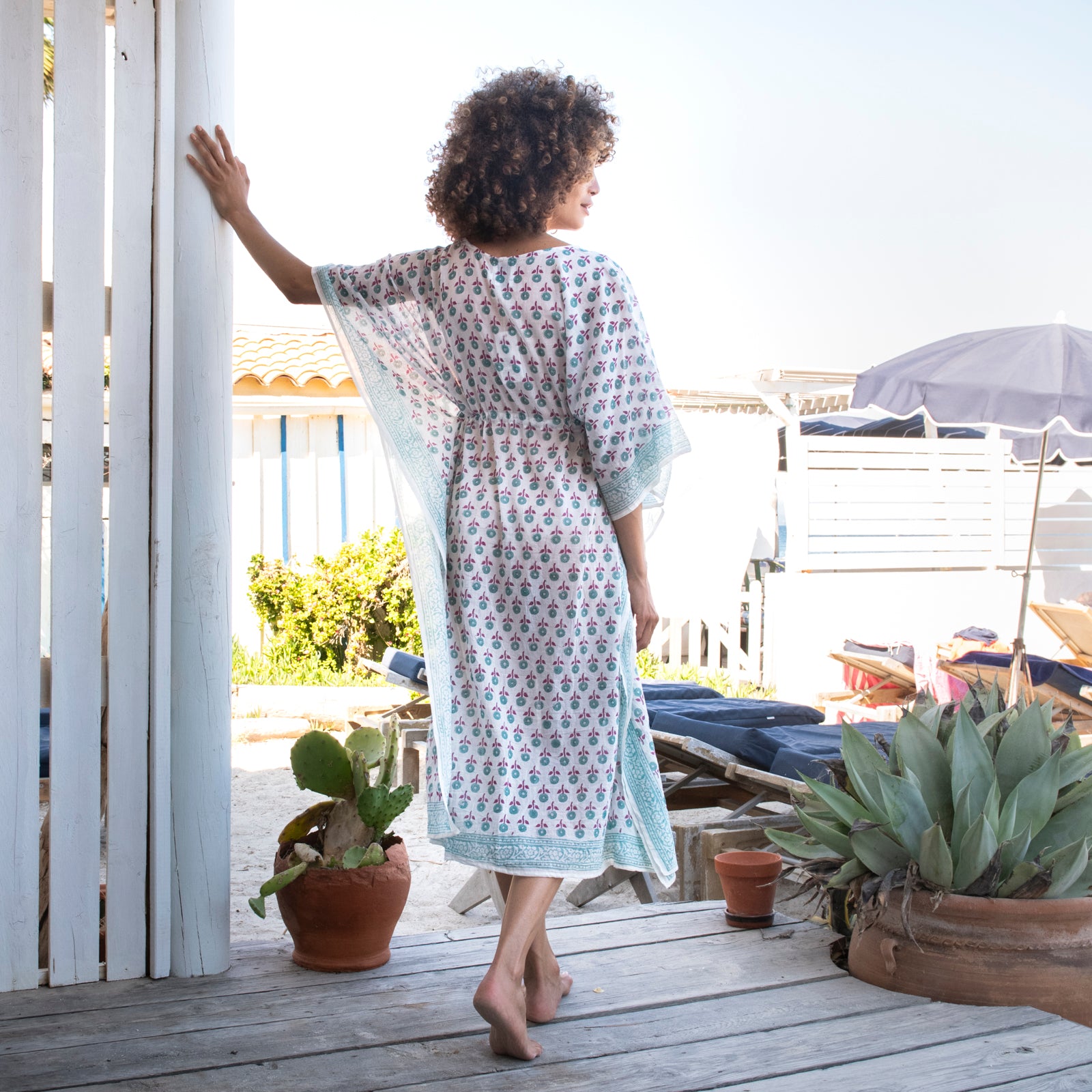 Long Caftan Grace 100% Organic Cotton - Green GREEN