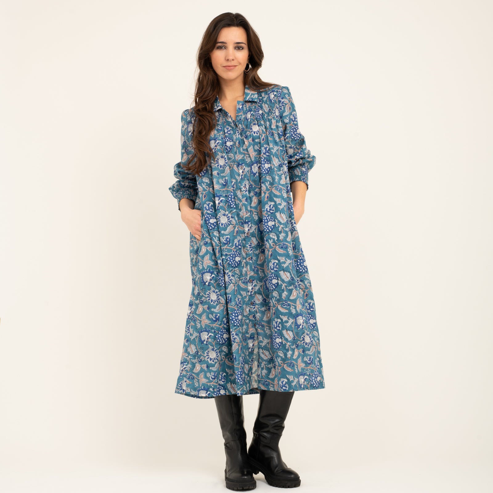 Bonnie Dress Tara Jaya 100% Organic Cotton - Blue BLUE