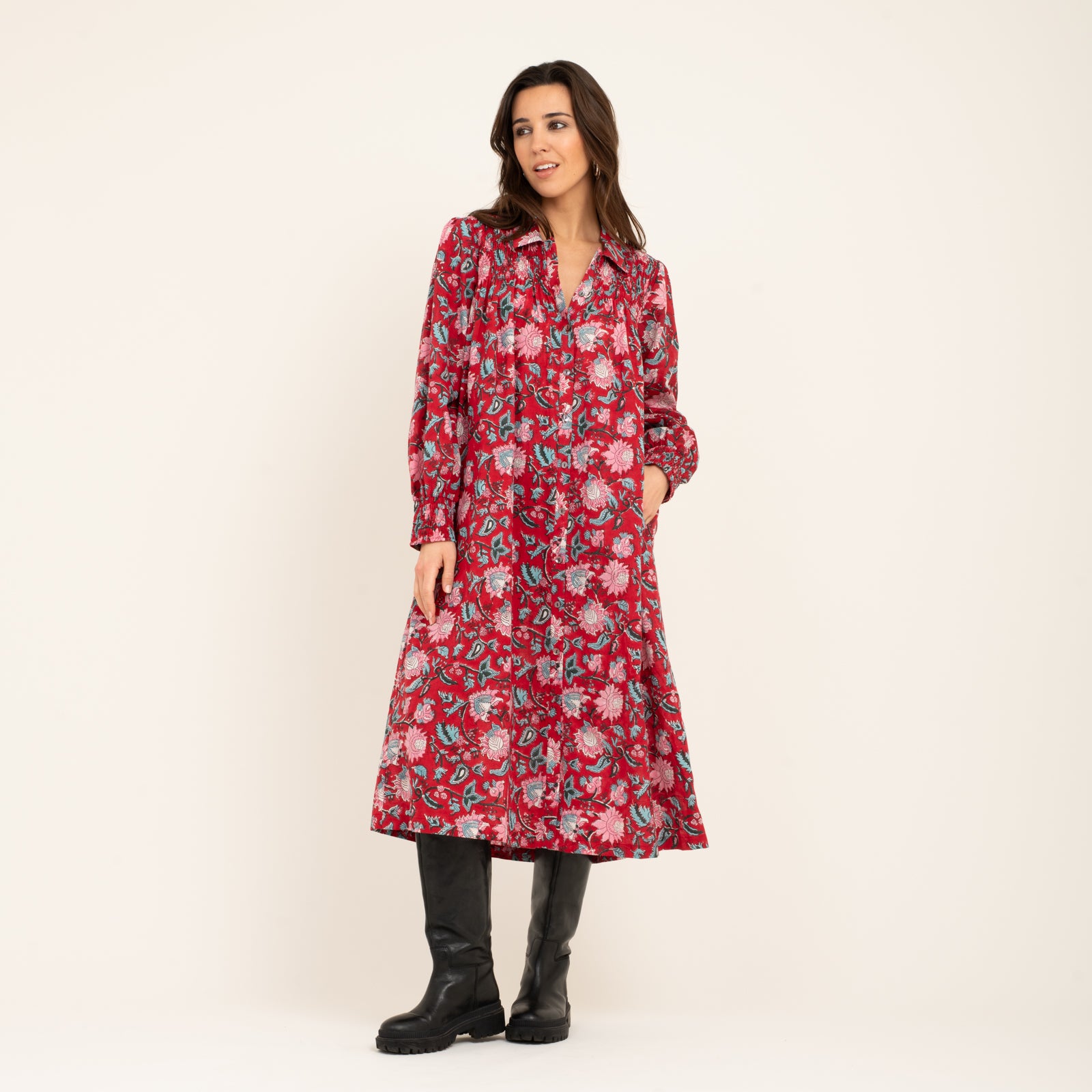 Bonnie Dress Tara Jaya 100% Organic Cotton - Red RED