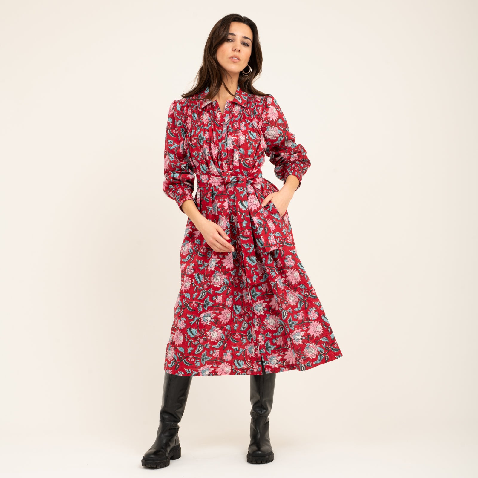 Bonnie Dress Tara Jaya 100% Organic Cotton - Red RED