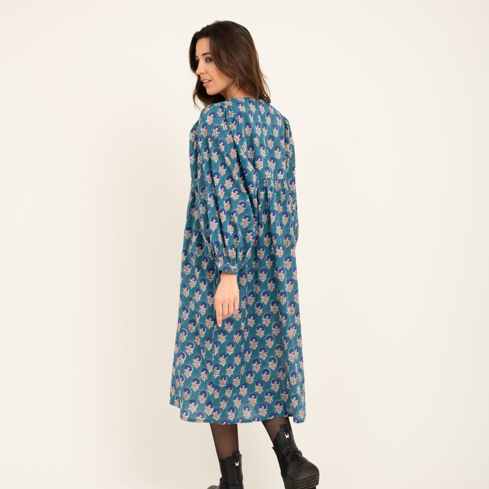 Caroline Dress Sathi 100% Organic Cotton - Blue BLUE