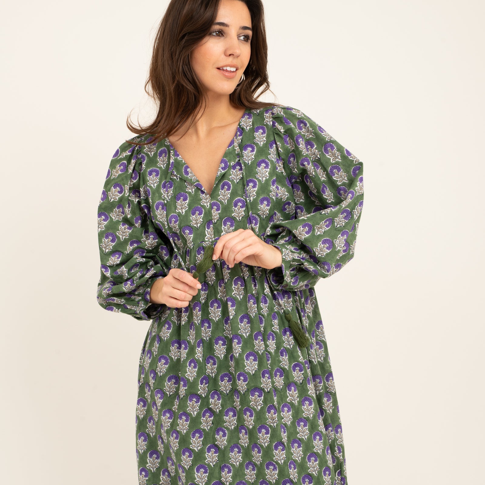 Caroline Dress Sathi 100% Organic Cotton - Green GREEN