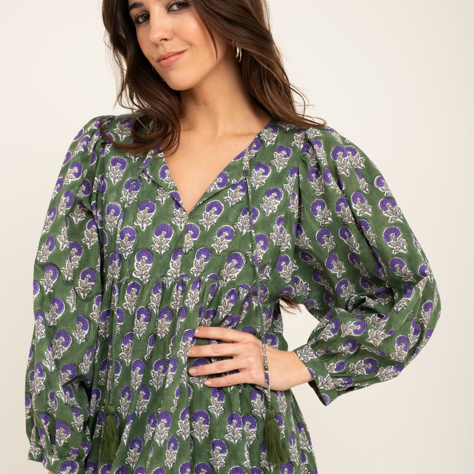 Caroline Dress Sathi 100% Organic Cotton - Green GREEN