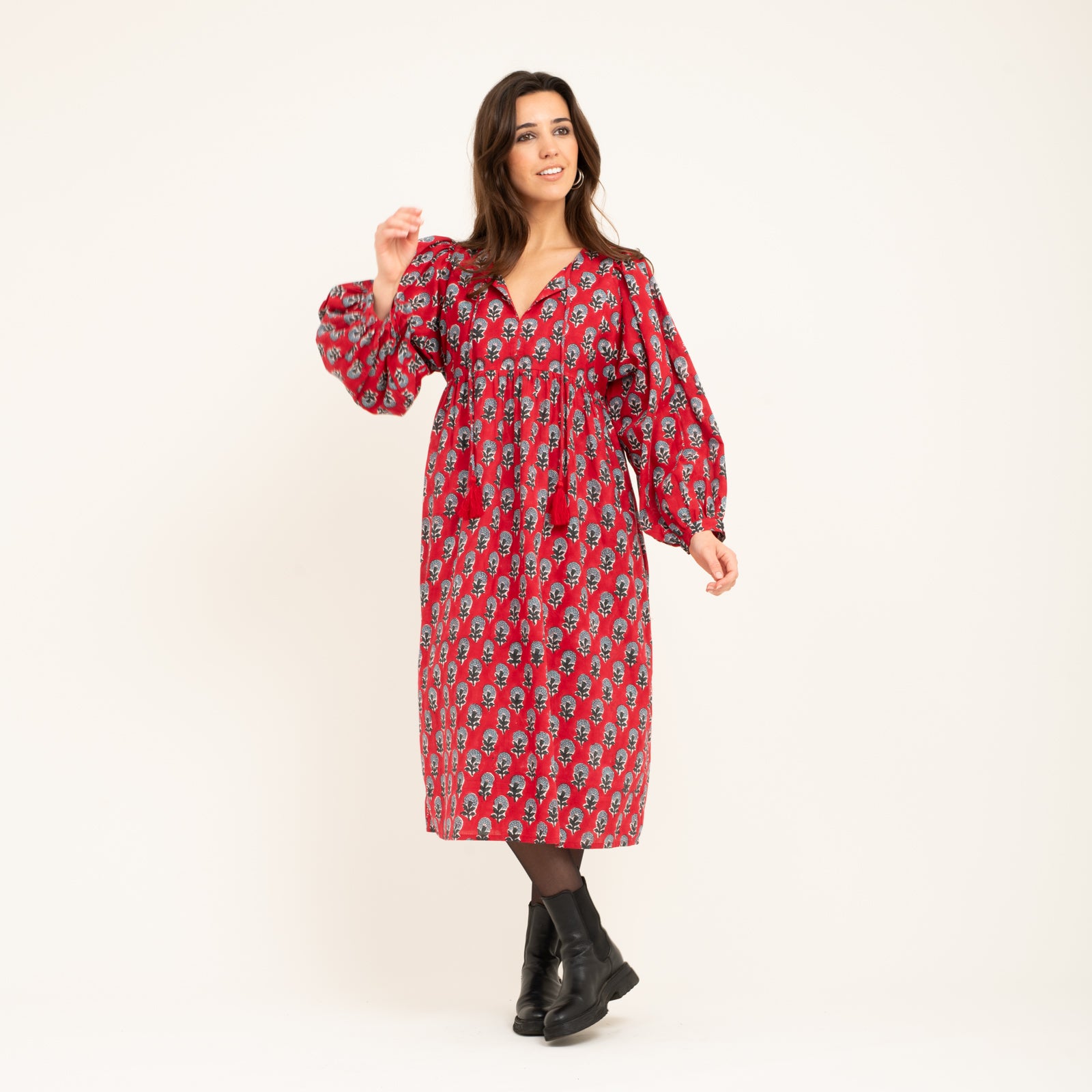 Caroline Dress Sathi 100% Organic Cotton - Red RED