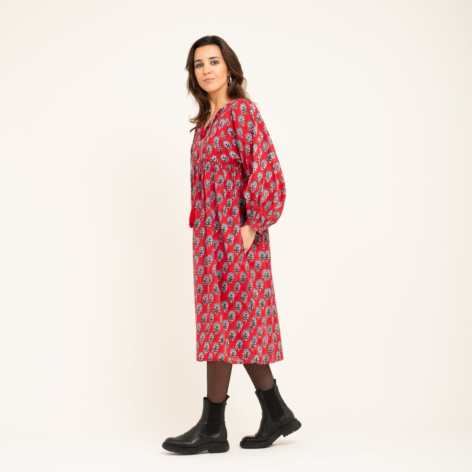 Caroline Dress Sathi 100% Organic Cotton - Red RED