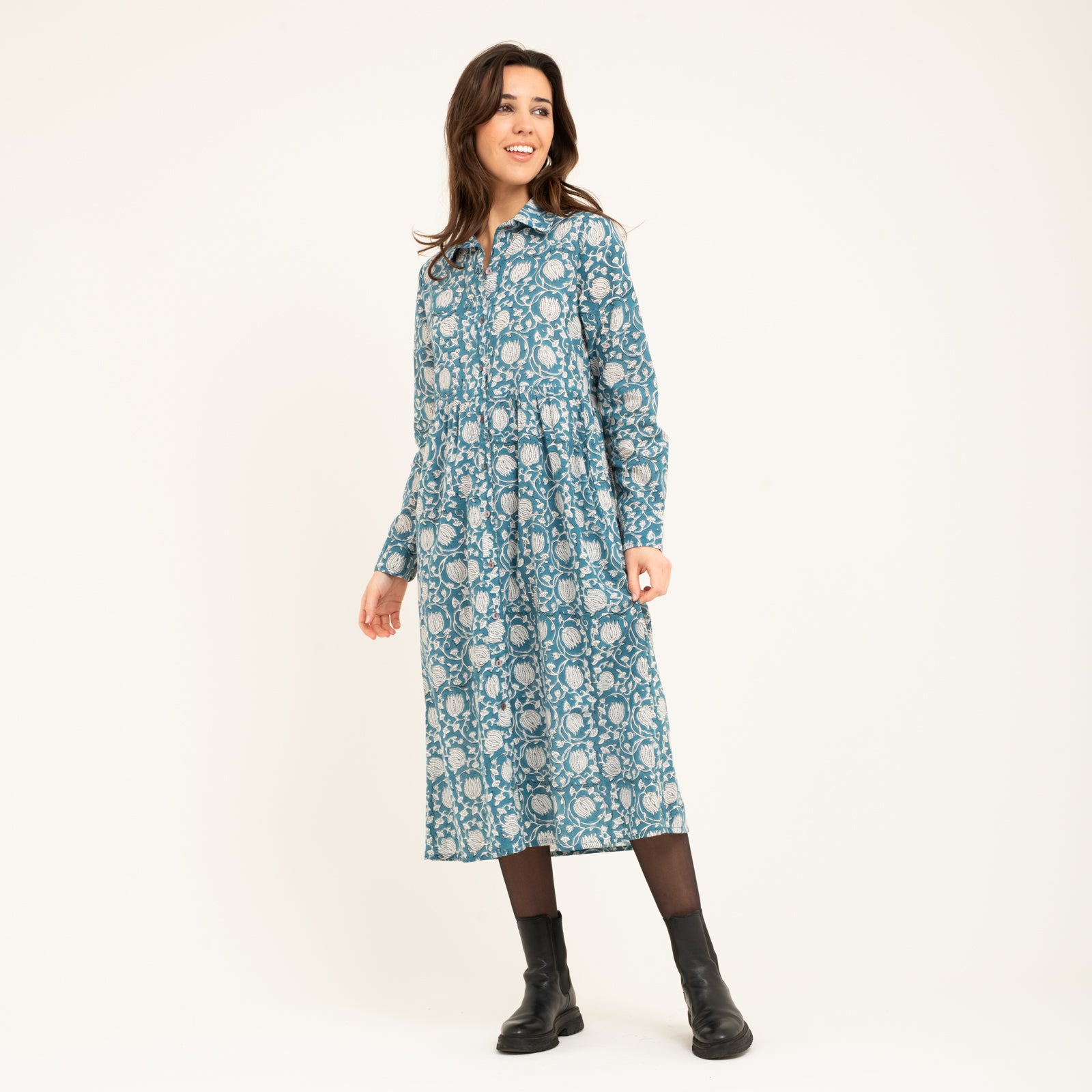 Paulette Dress Pema 100% Organic Cotton - Blue BLUE