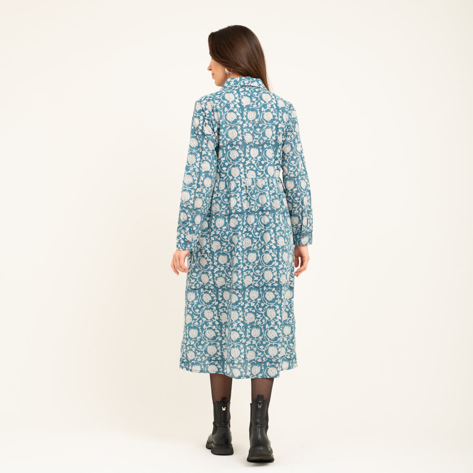 Paulette Dress Pema 100% Organic Cotton - Blue BLUE