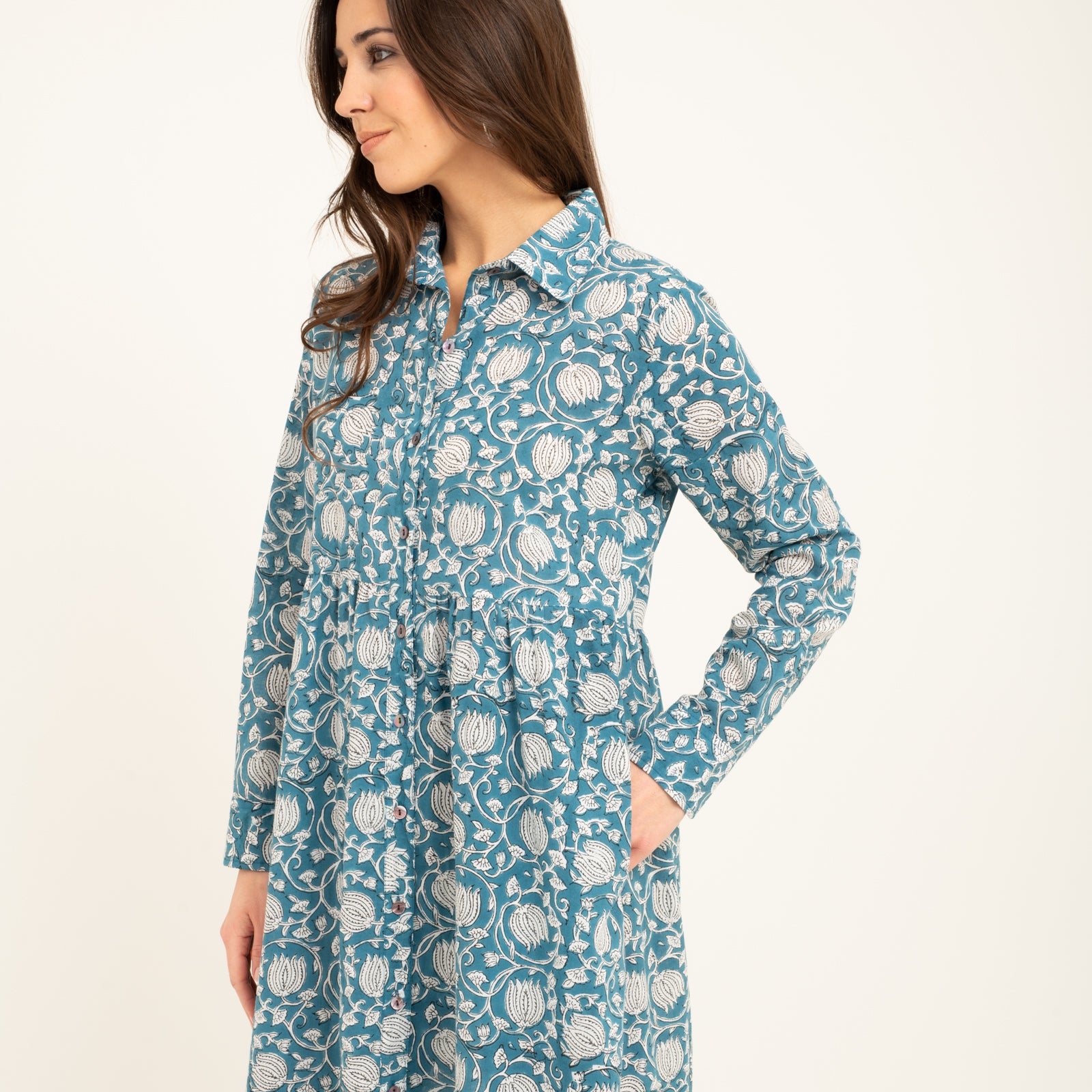 Paulette Dress Pema 100% Organic Cotton - Blue BLUE