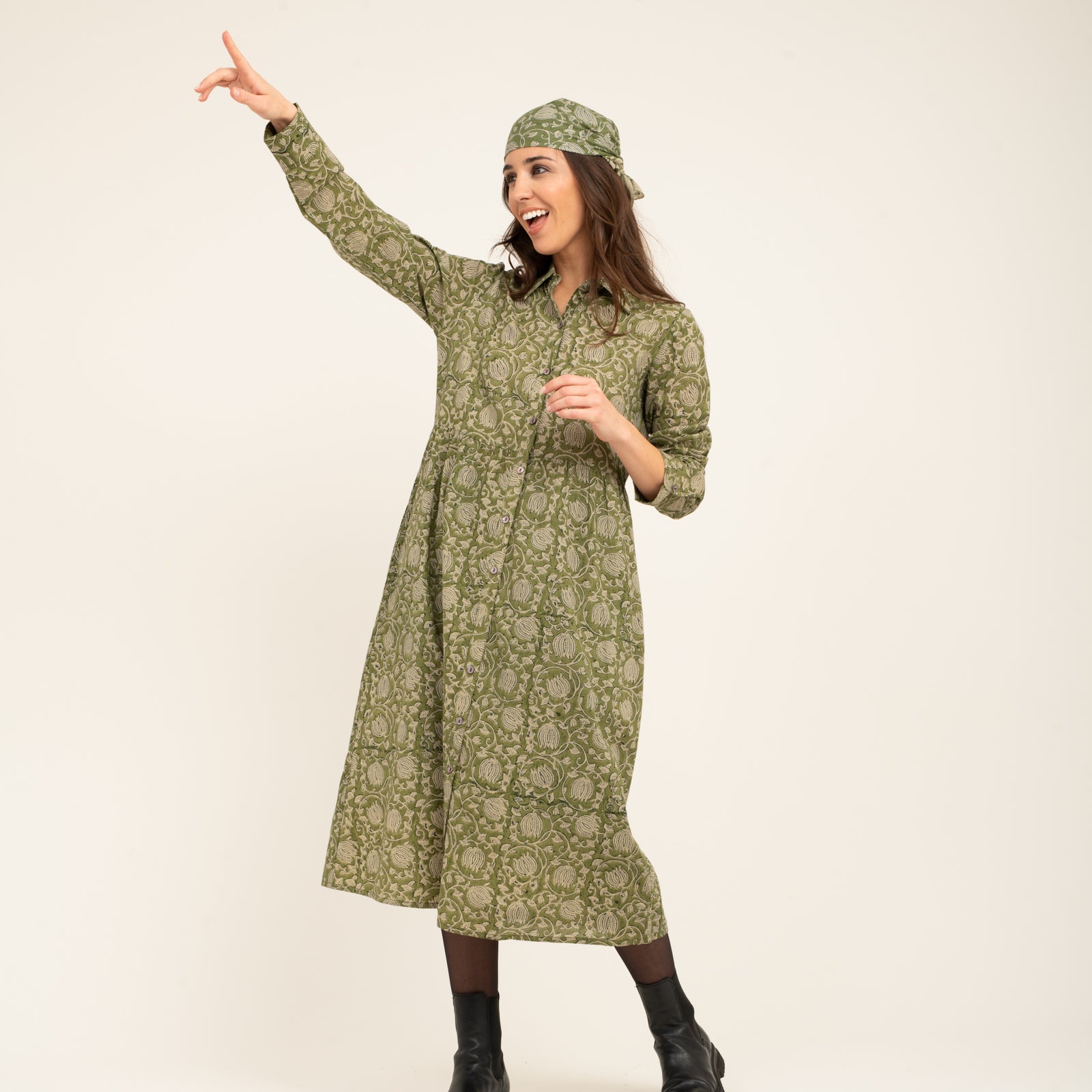 Paulette Dress Pema 100% Organic Cotton - Green GREEN