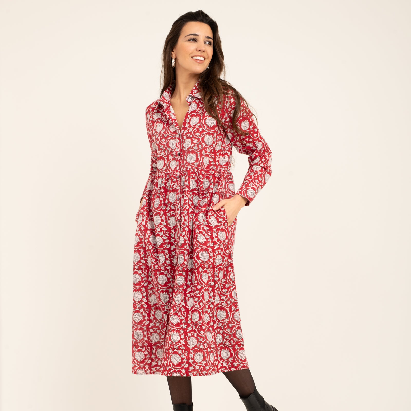 Paulette Dress Pema 100% Organic Cotton - Red RED
