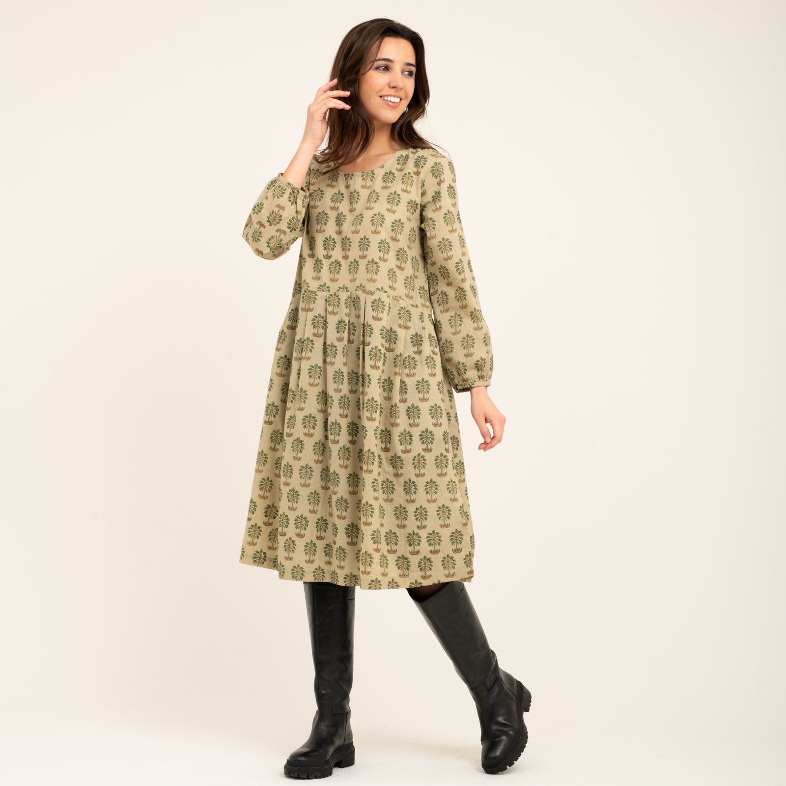Carole Dress Shandra Jaya 100% Organic Cotton - Green Palm GREEN PALM