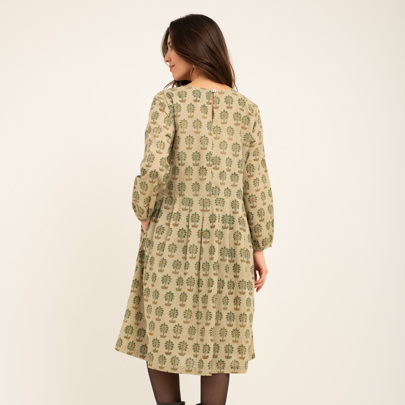 Carole Dress Shandra Jaya 100% Organic Cotton - Green Palm GREEN PALM