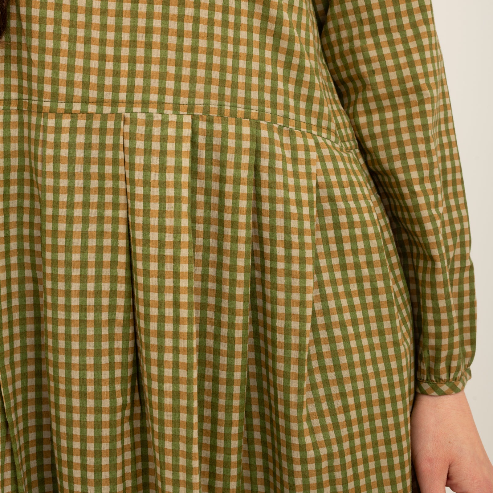 Carole Dress Shandra Jaya 100% Organic Cotton - Kakhi Check KAKHI CHECK