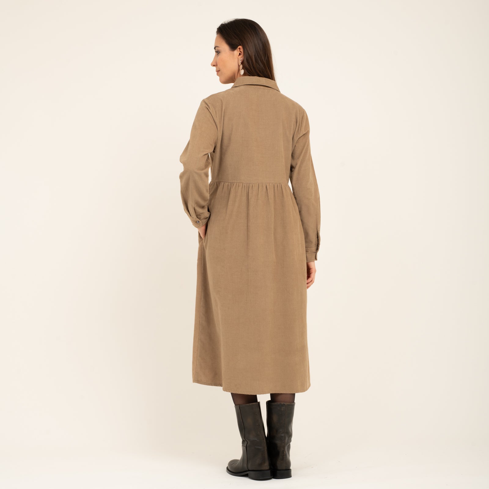 Paulette Dress Velvet 100% Coton - Beige BEIGE