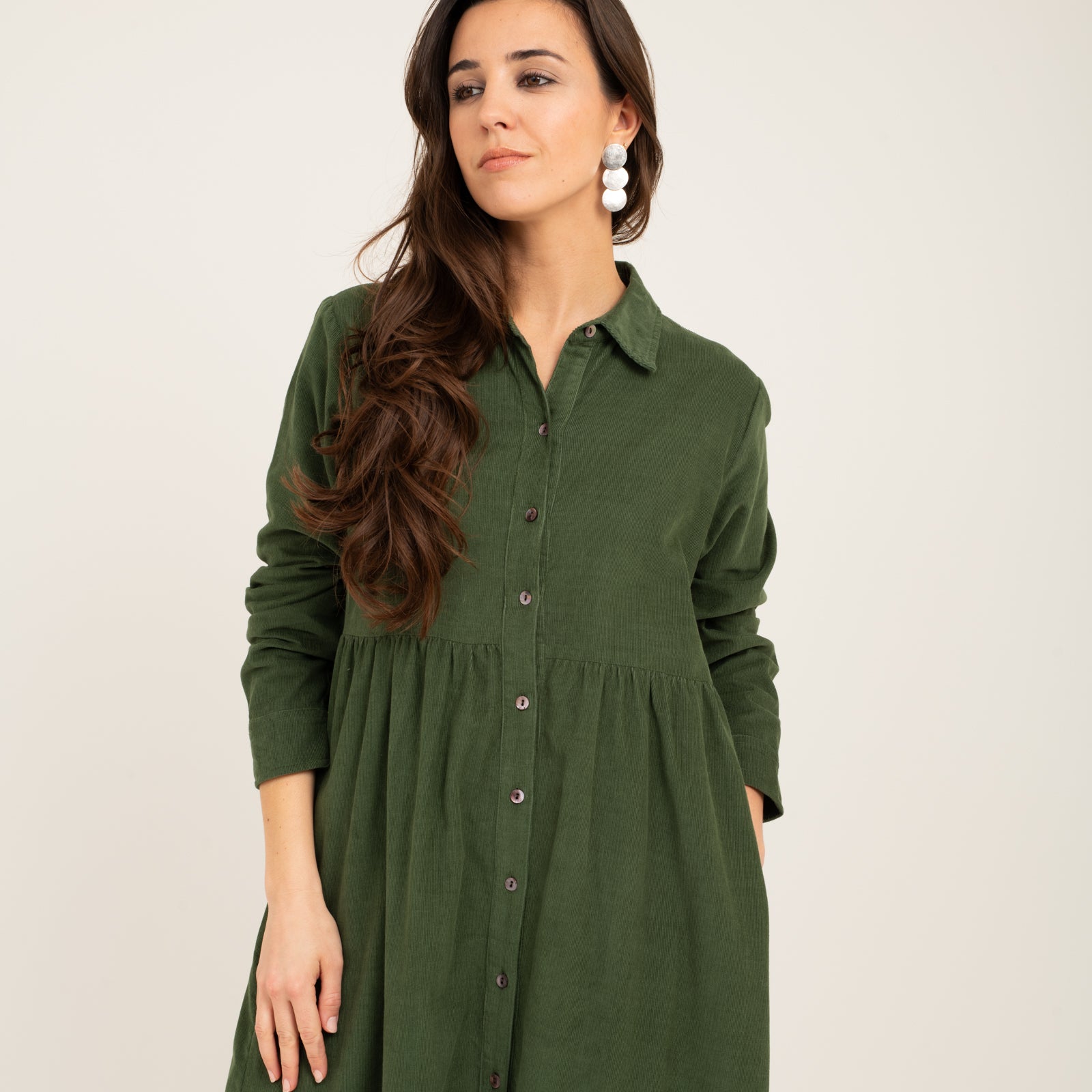 Paulette Dress Velvet 100% Coton - Green GREEN