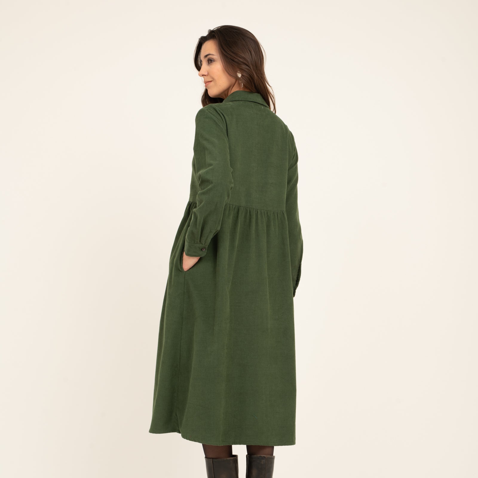 Paulette Dress Velvet 100% Coton - Green GREEN