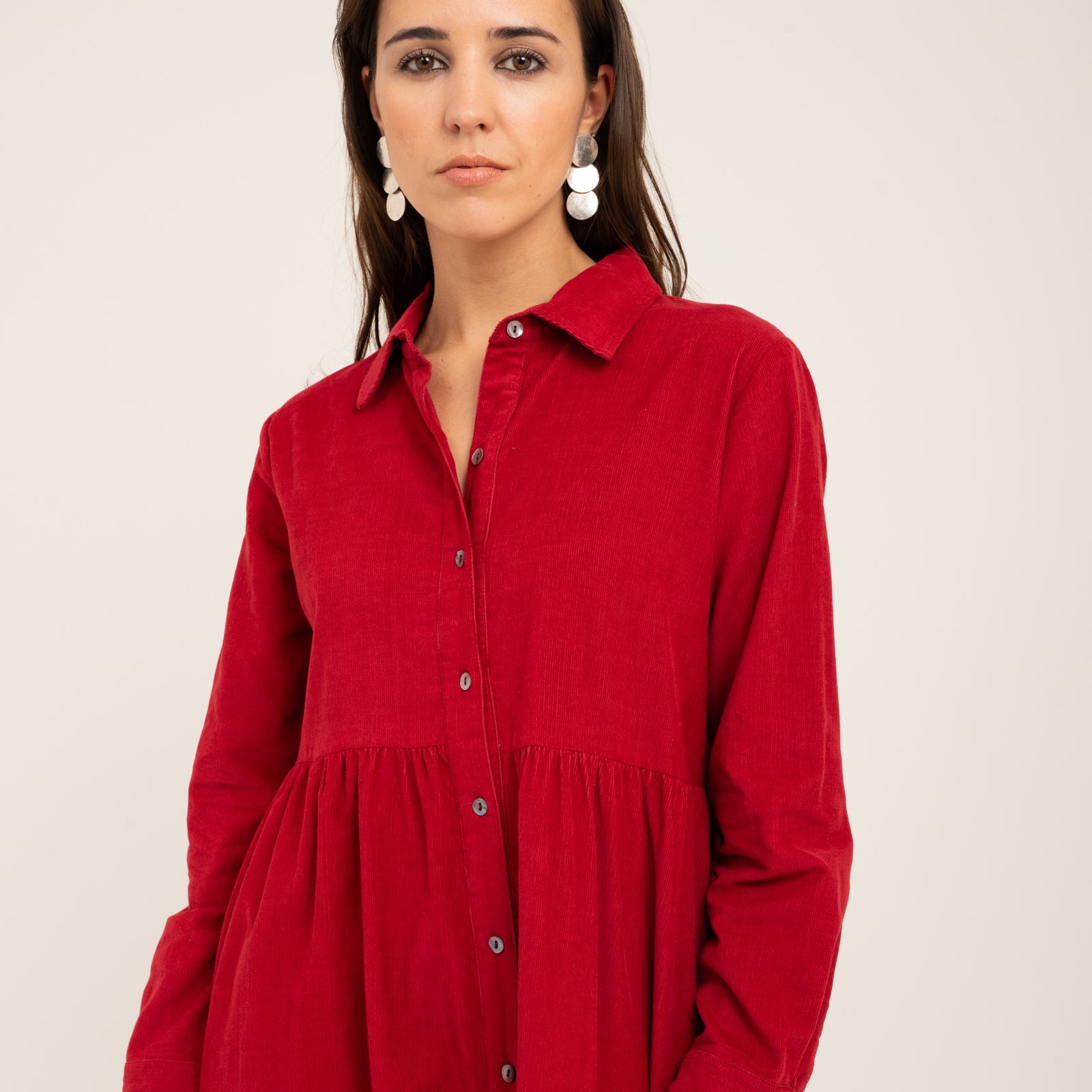 Paulette Dress Velvet 100% Coton - Red RED