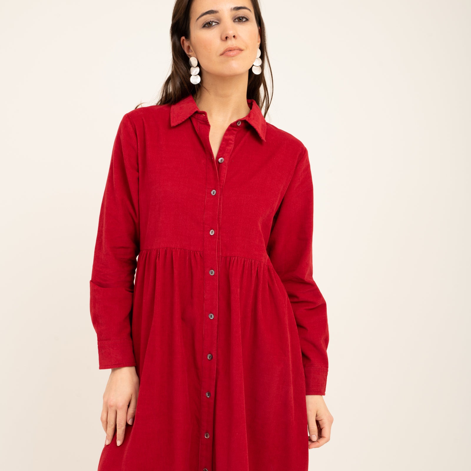 Paulette Dress Velvet 100% Coton - Red RED