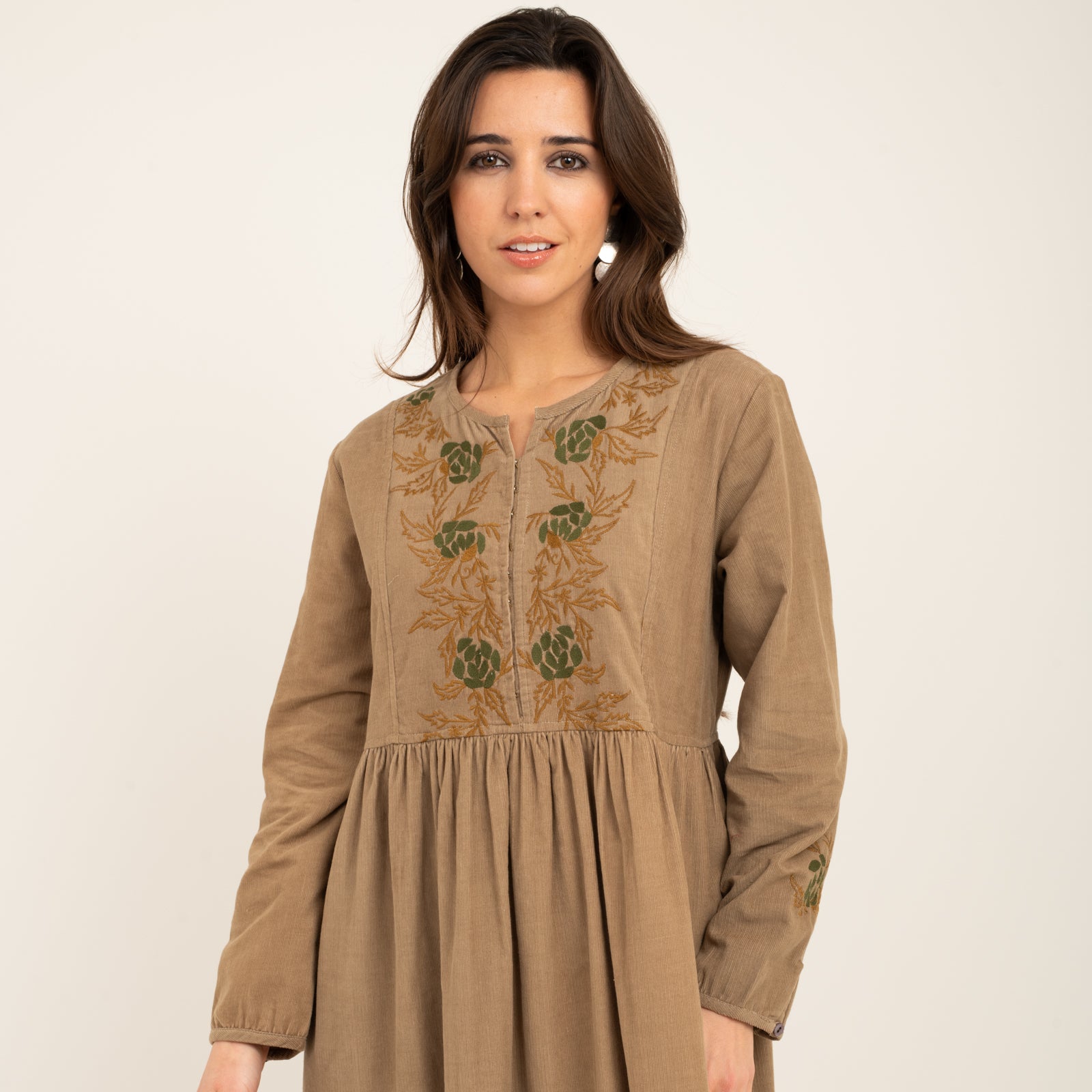 Lucy Dress Velvet 100% Coton - Beige BEIGE