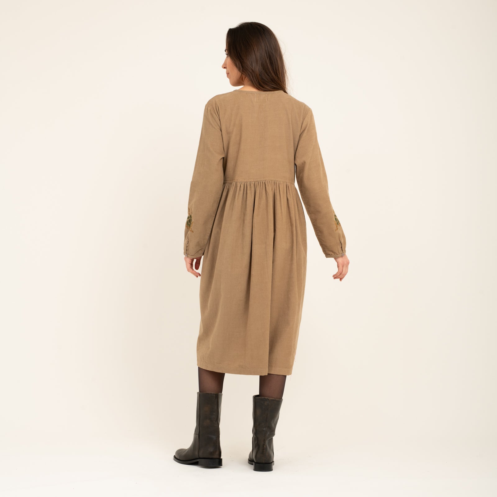 Lucy Dress Velvet 100% Coton - Beige BEIGE