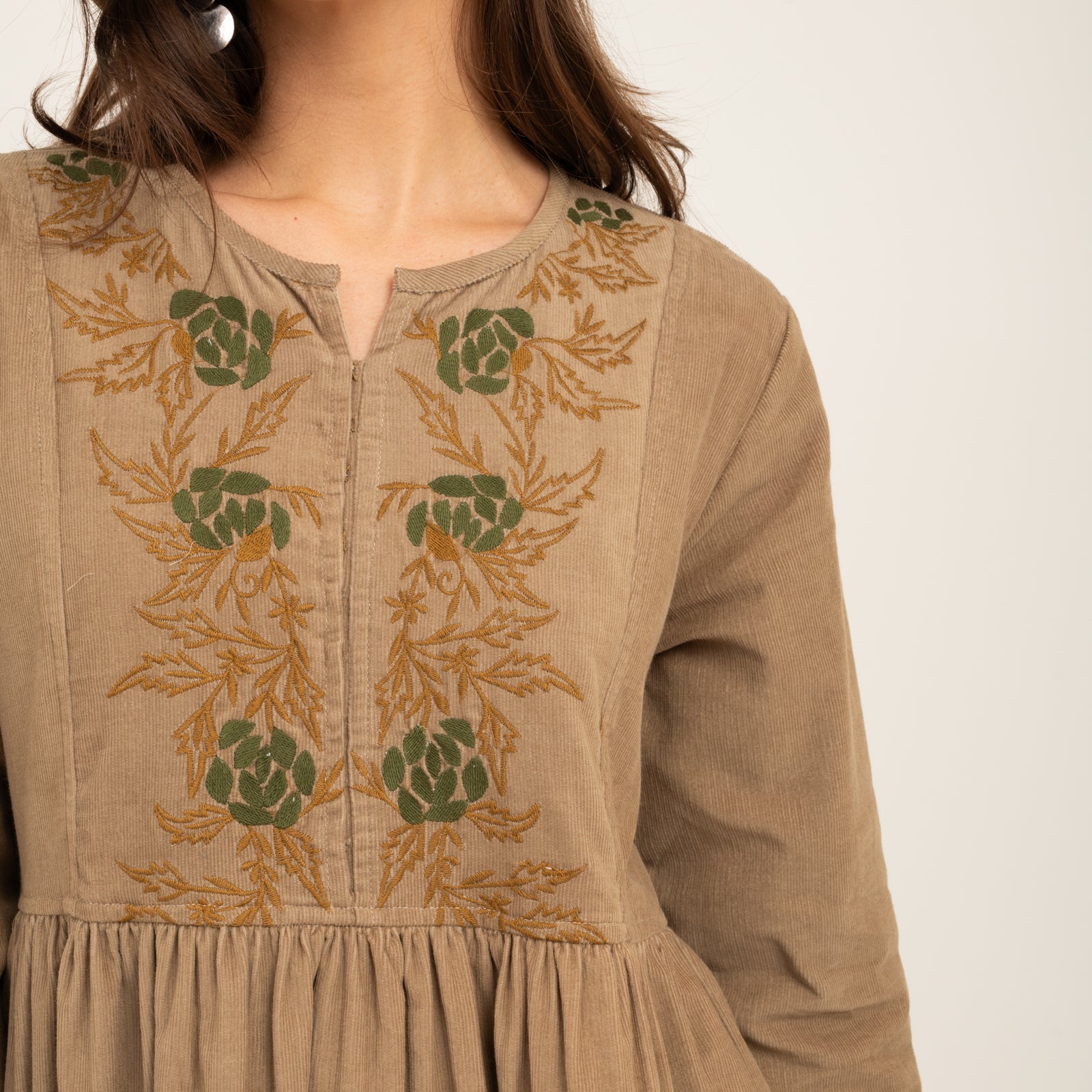 Lucy Dress Velvet 100% Coton - Beige BEIGE