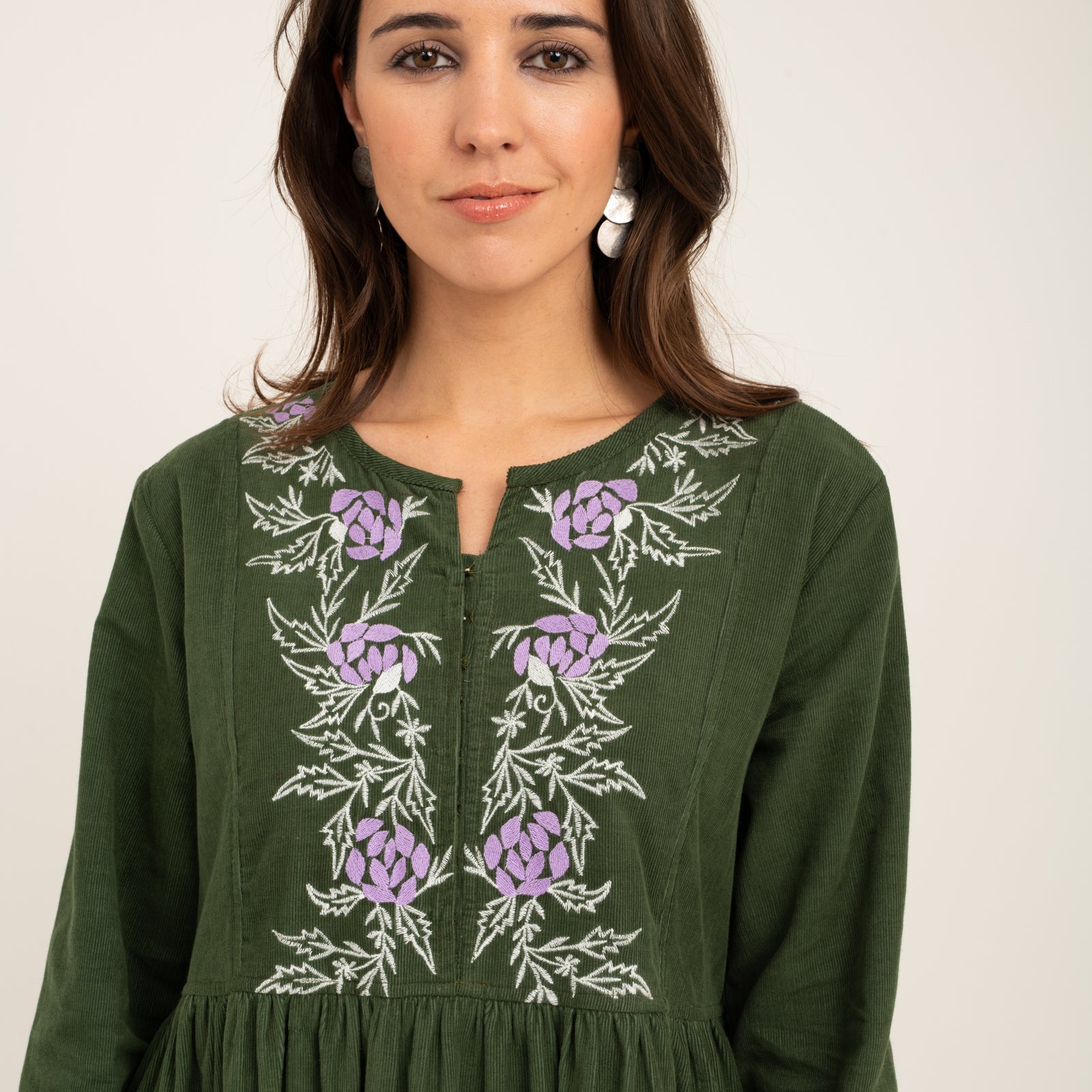 Lucy Dress Velvet 100% Coton - Green GREEN