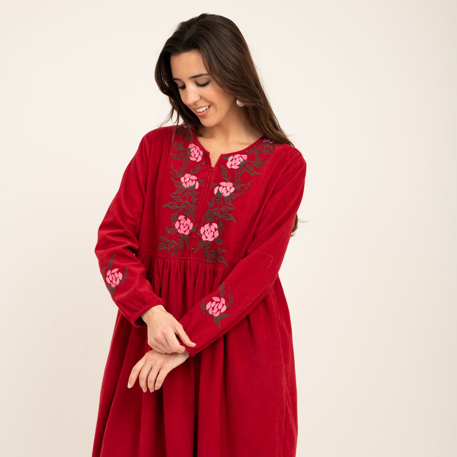 Lucy Dress Velvet 100% Coton - Red RED