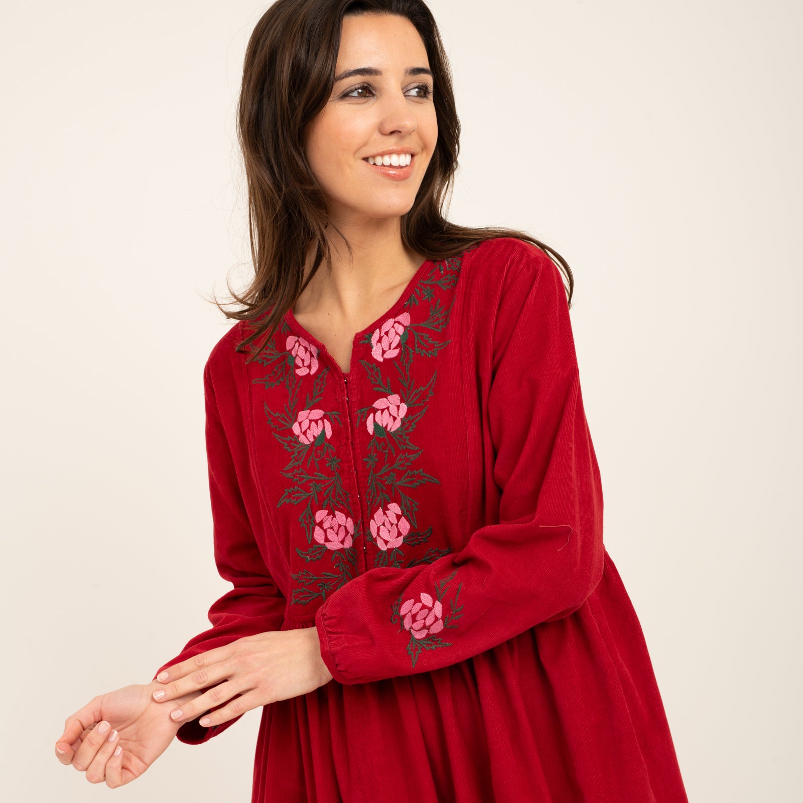 Lucy Dress Velvet 100% Coton - Red RED