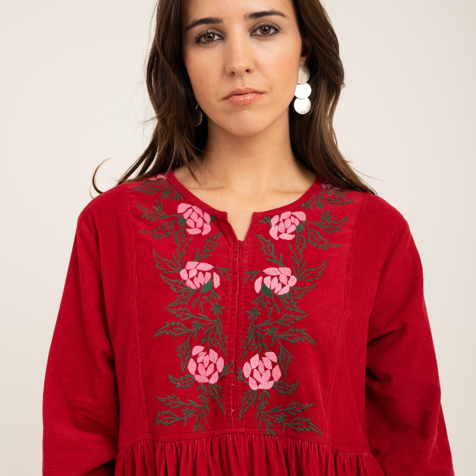 Lucy Dress Velvet 100% Coton - Red RED