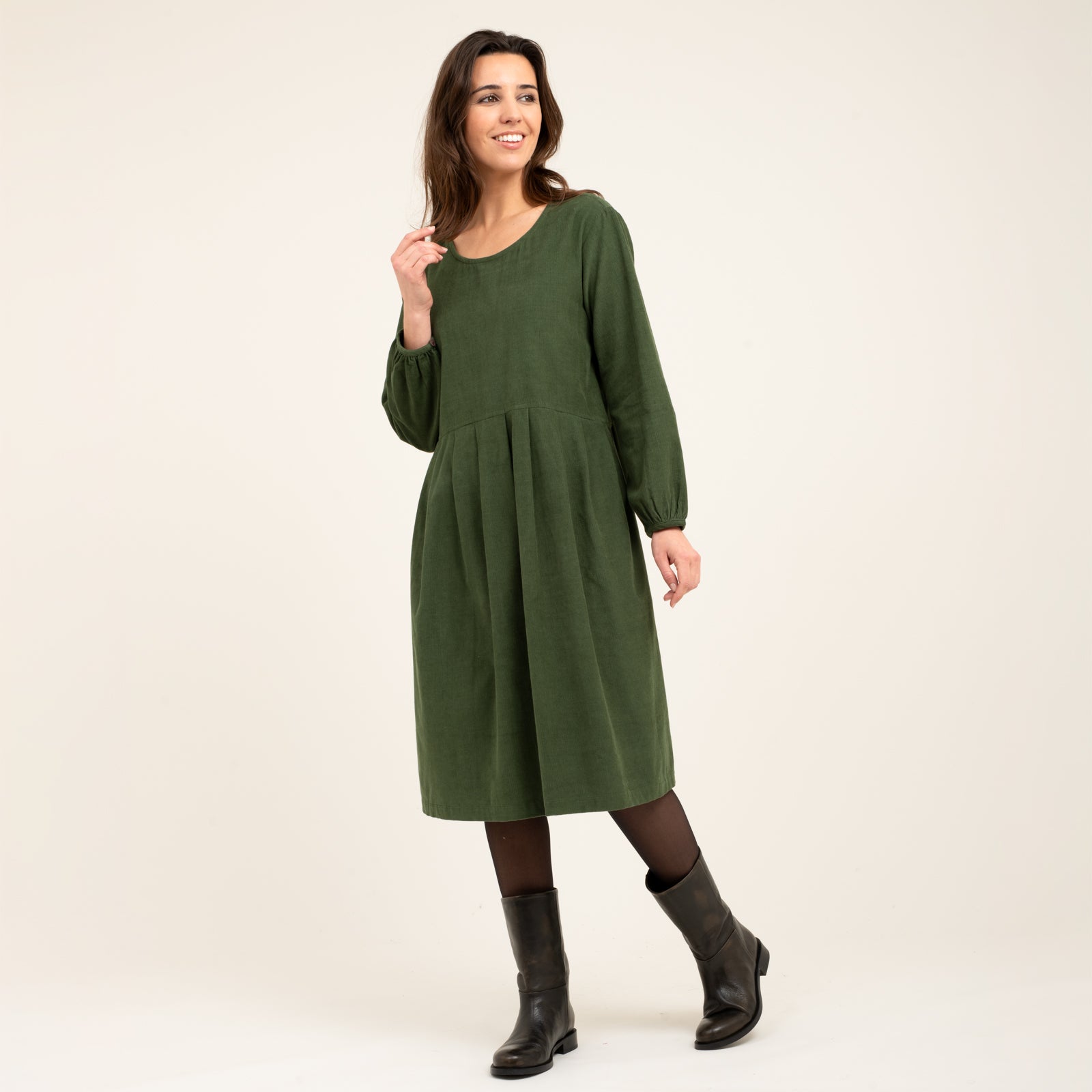 Carole Dress Velvet 100% Coton - Green GREEN