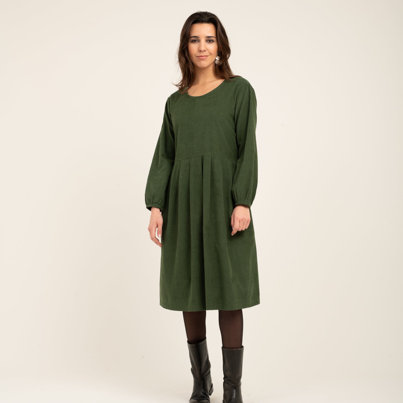 Carole Dress Velvet 100% Coton - Green GREEN