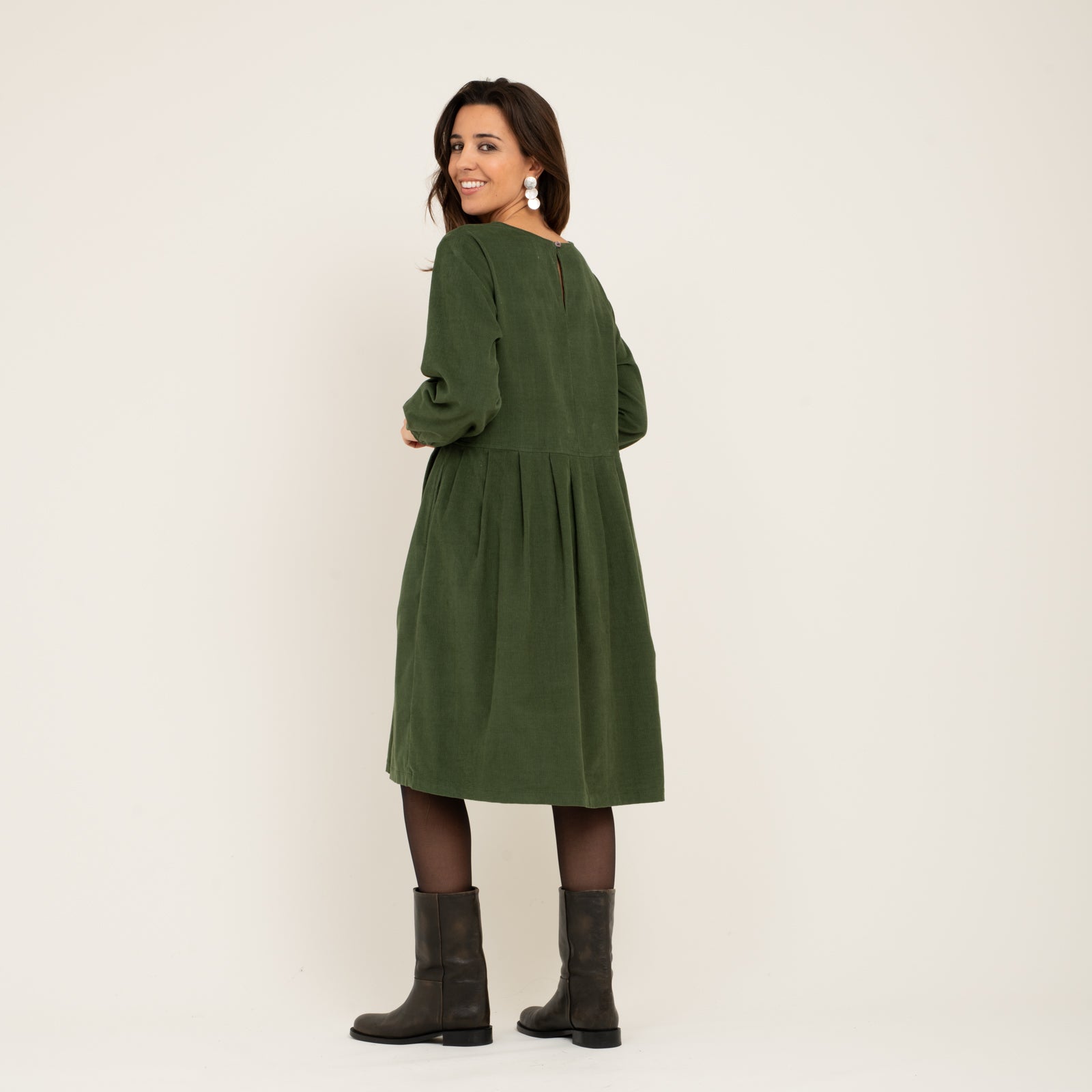 Carole Dress Velvet 100% Coton - Green GREEN