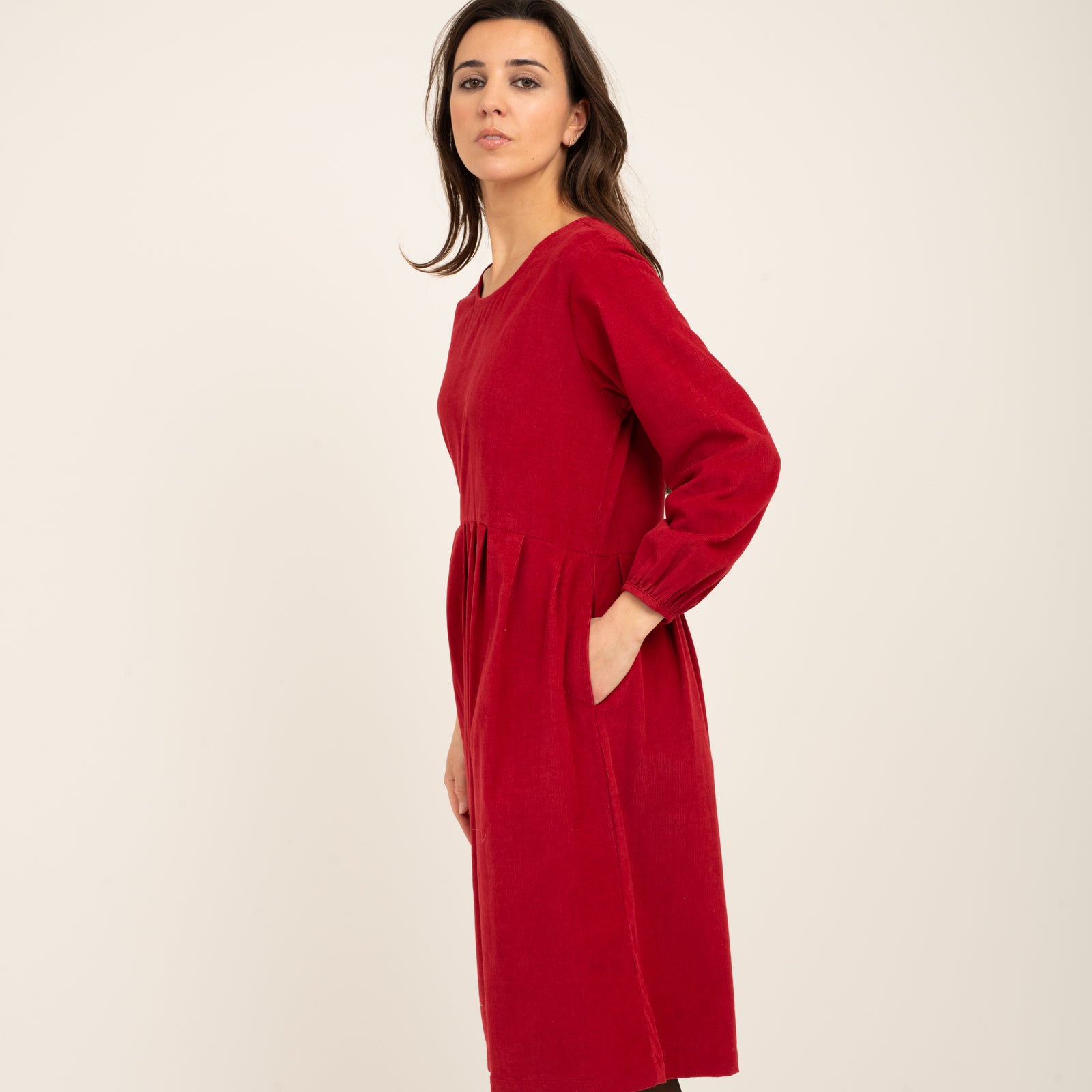 Carole Dress Velvet 100% Coton - Red RED