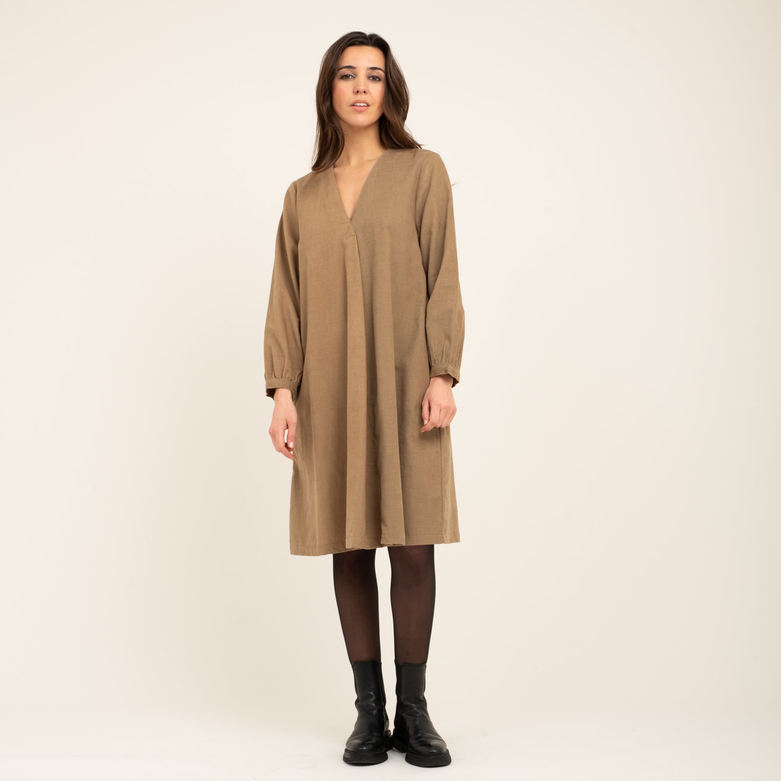 Neha Dress Velvet 100% Coton - Beige BEIGE