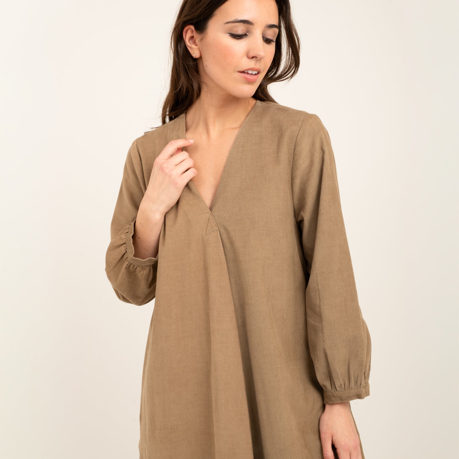 Neha Dress Velvet 100% Coton - Beige BEIGE