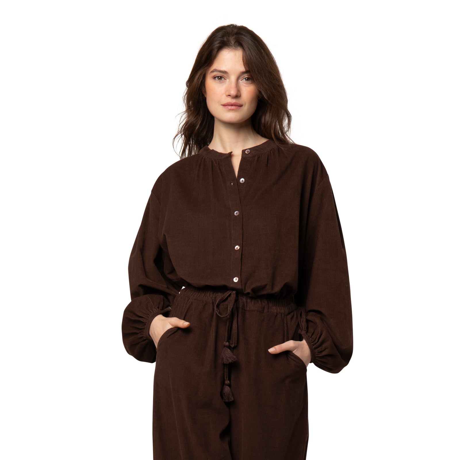 Stella Shirt Velvet 100% Coton - Brown BROWN