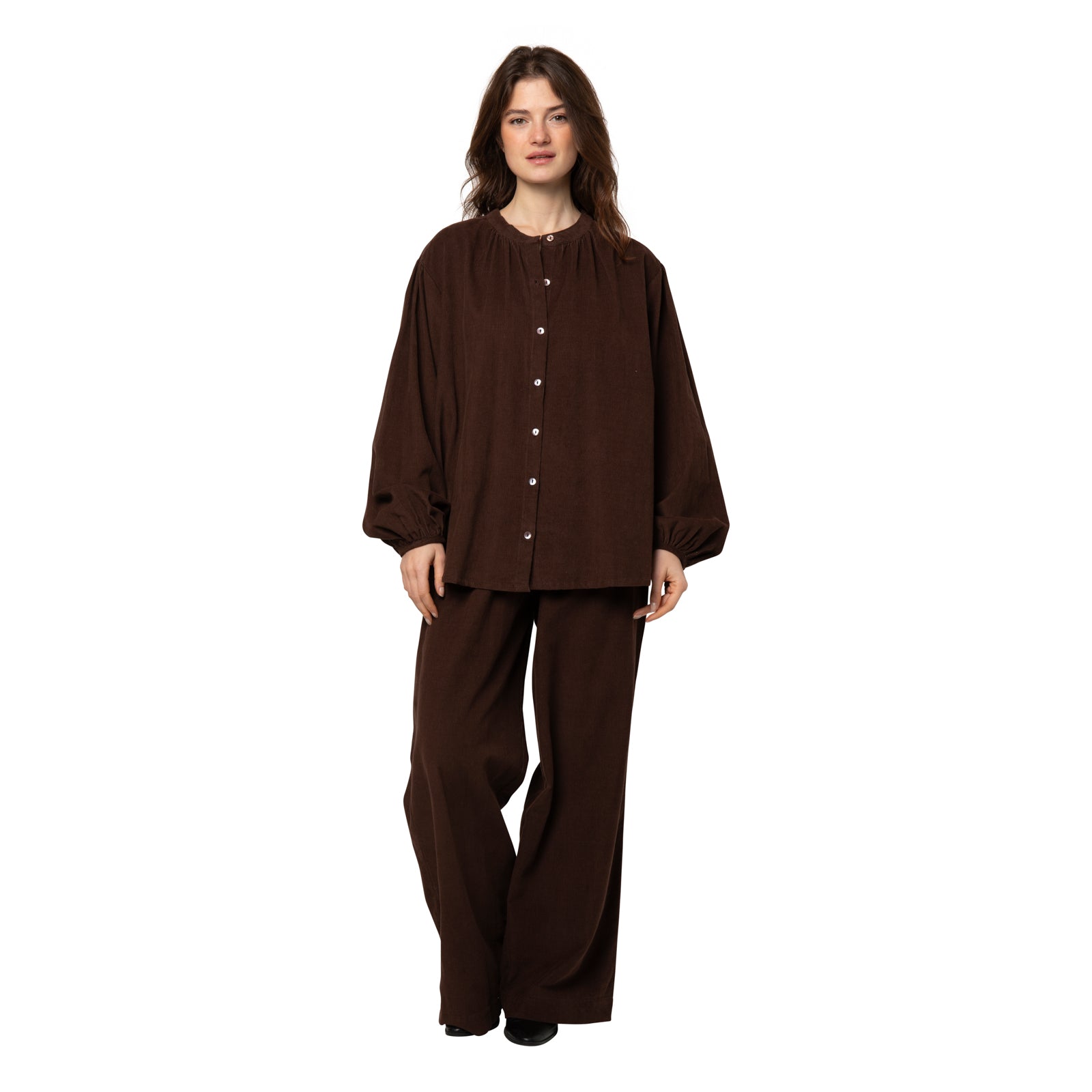 Stella Shirt Velvet 100% Coton - Brown BROWN