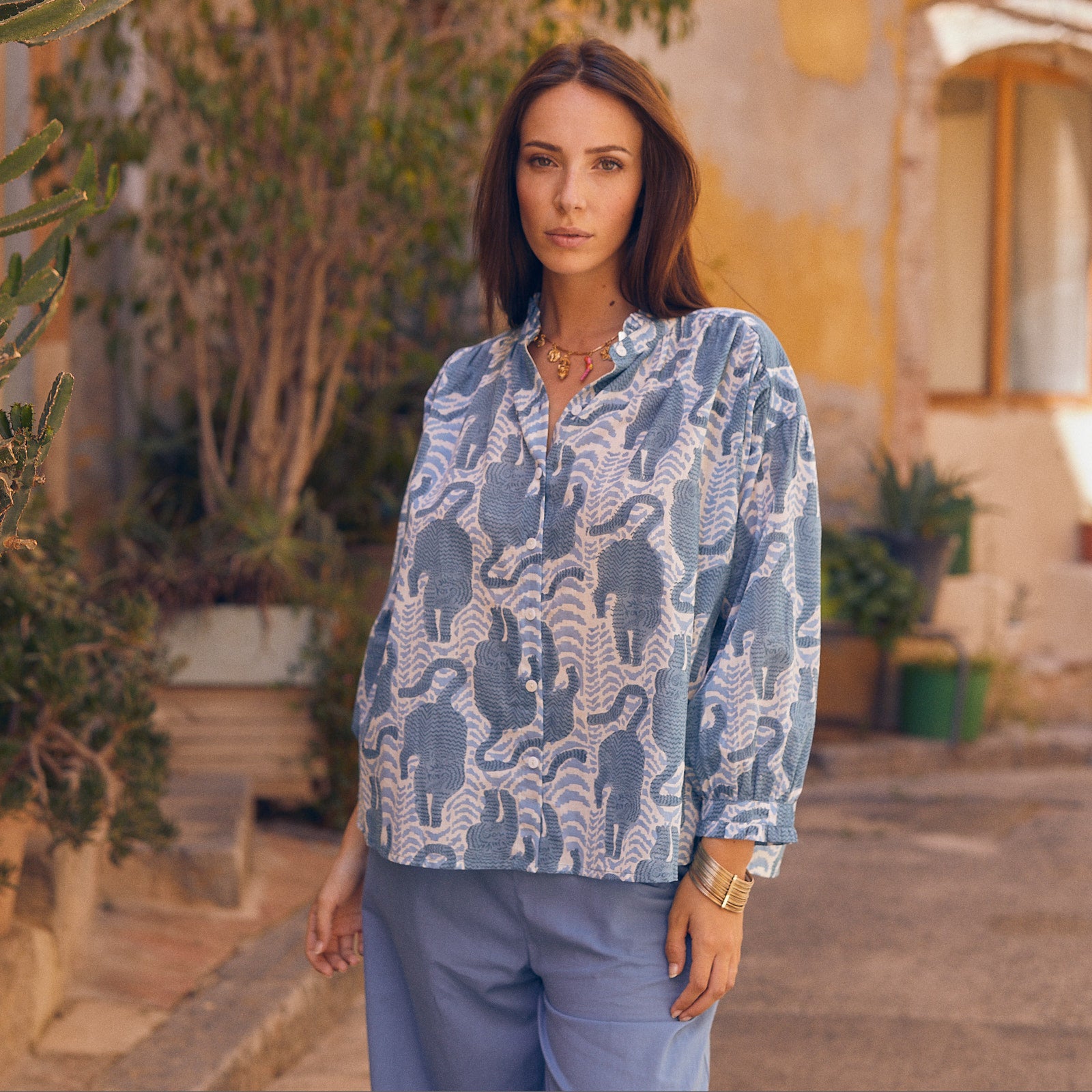 June Shirt Tiger 100% Organic Cotton - Blue BLUE