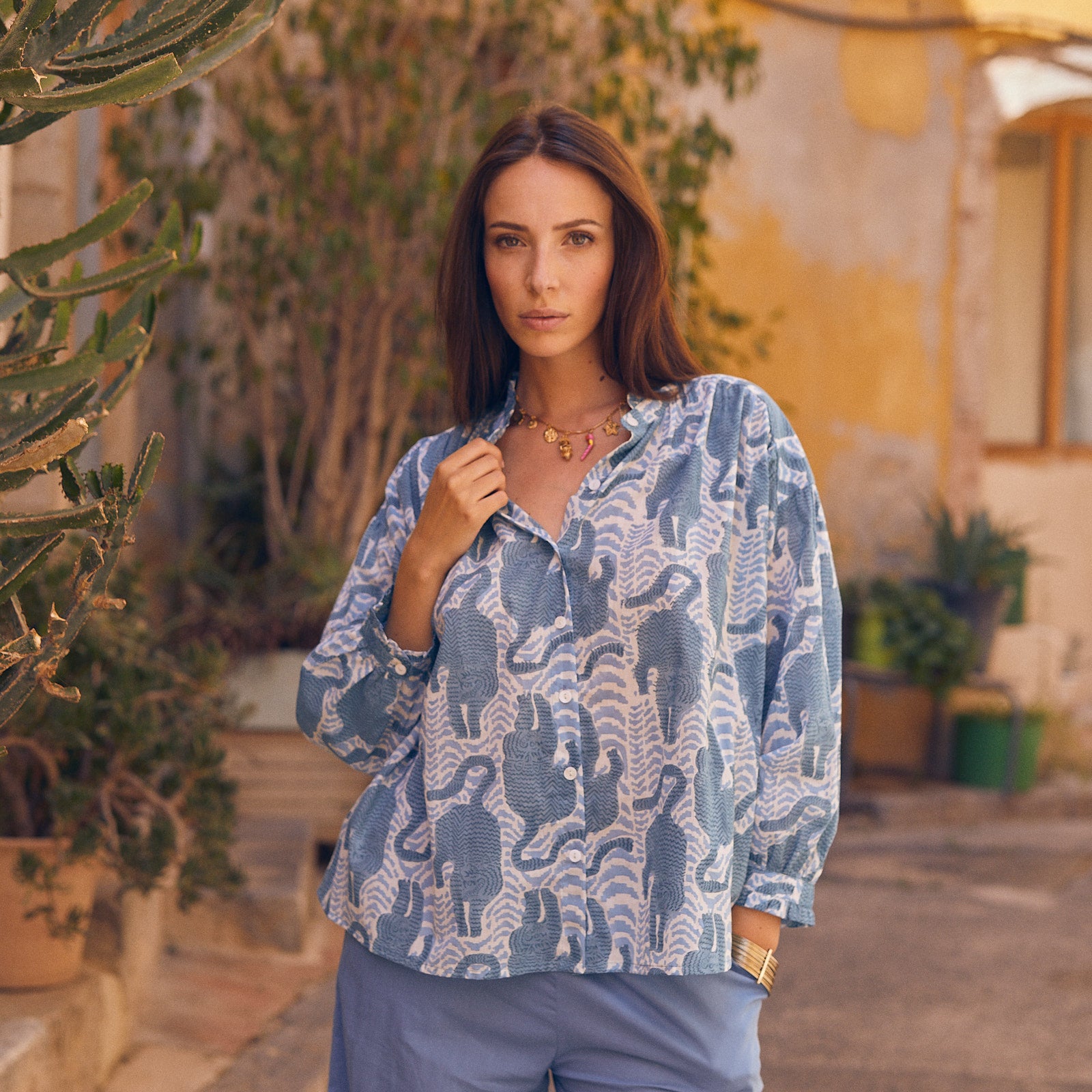 June Shirt Tiger 100% Organic Cotton - Blue BLUE