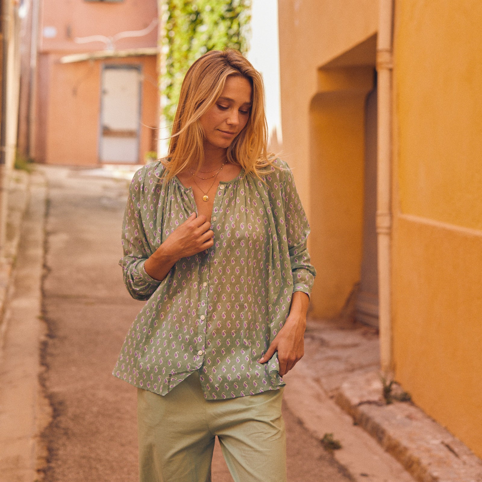 Chloe Shirt Cigale 100% Coton - Green GREEN