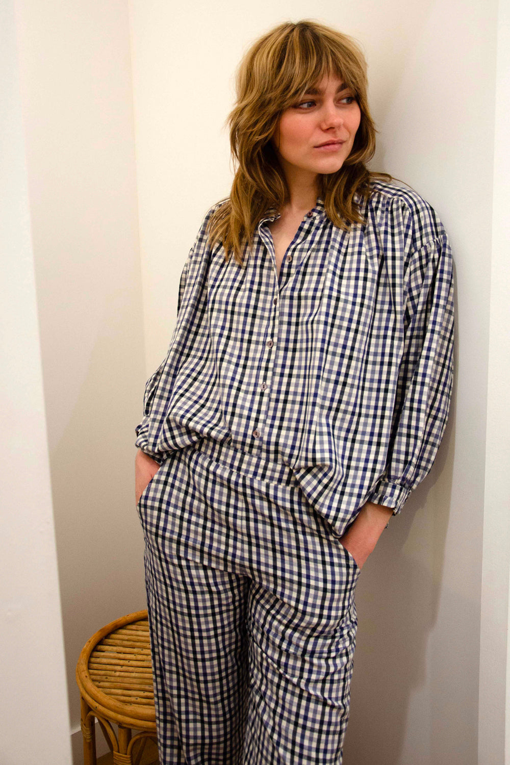 June Shirt 100% Coton - Black Blue BLACK BLUE