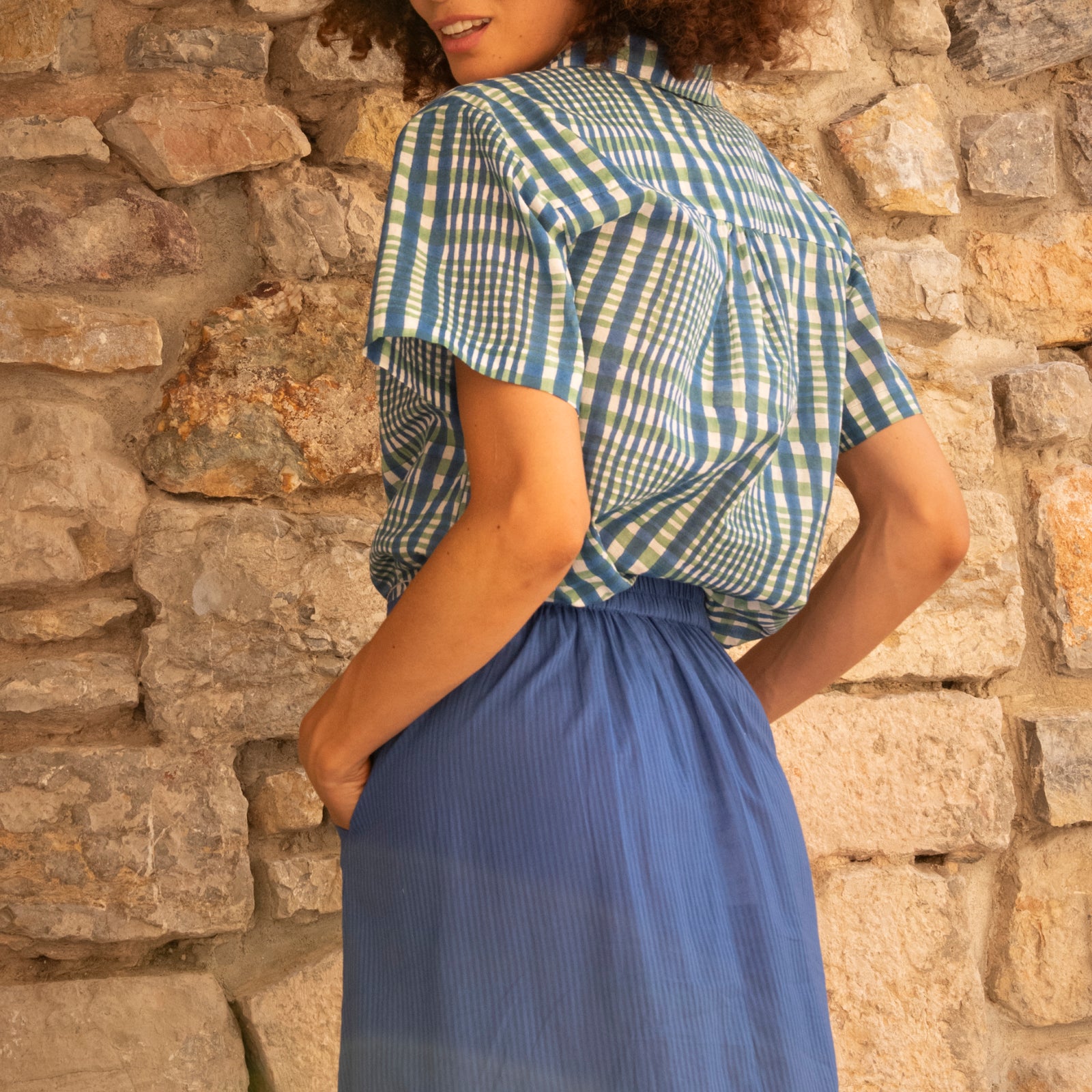 Nina Shirt Nissa 100% Organic Cotton - Blue Green BLUE GREEN