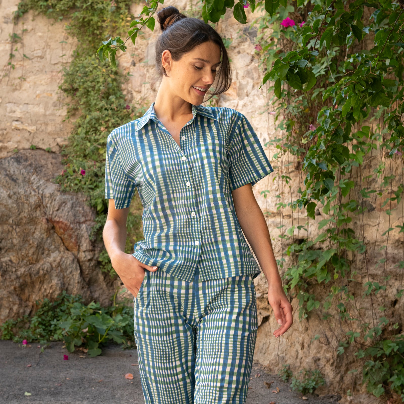 Nina Shirt Nissa 100% Organic Cotton - Blue Green BLUE GREEN