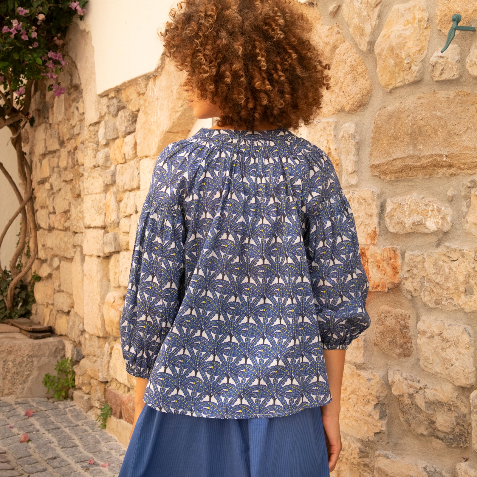 Helen Top Palmer 100% Coton - Blue BLUE