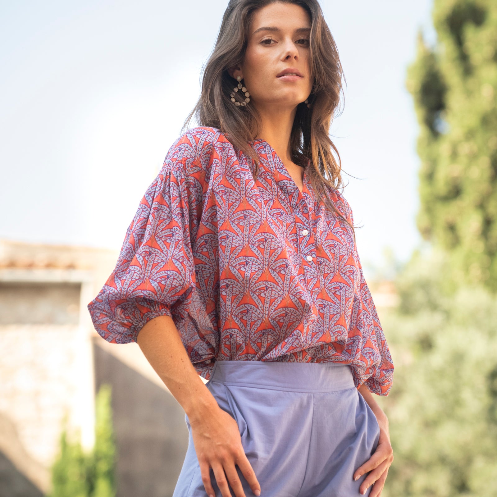 Helen Top Palmer 100% Coton - Orange ORANGE