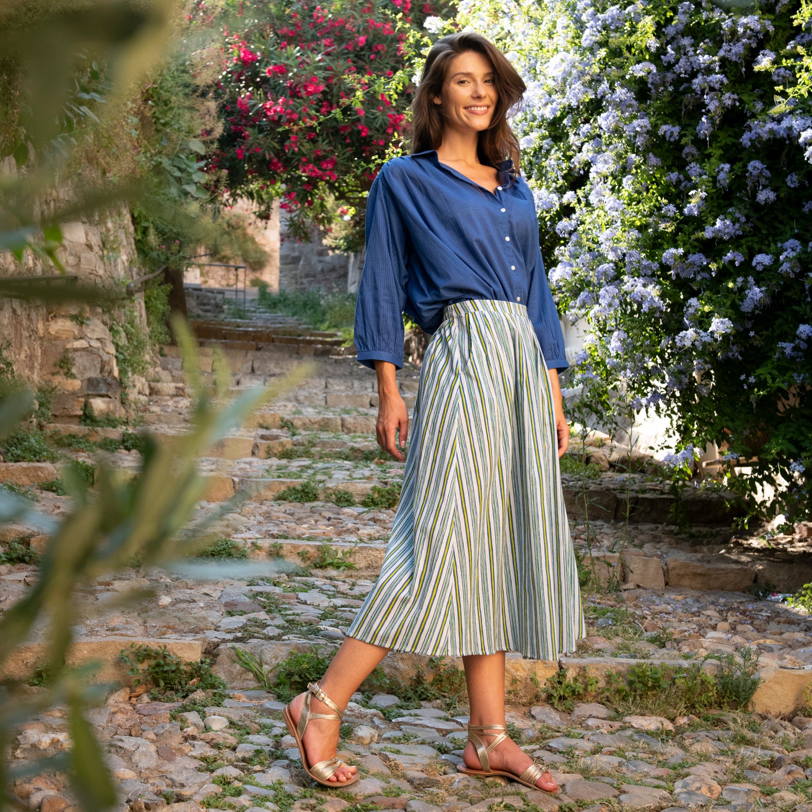 Cerise Shirt S.color 100% Coton - Blue BLUE