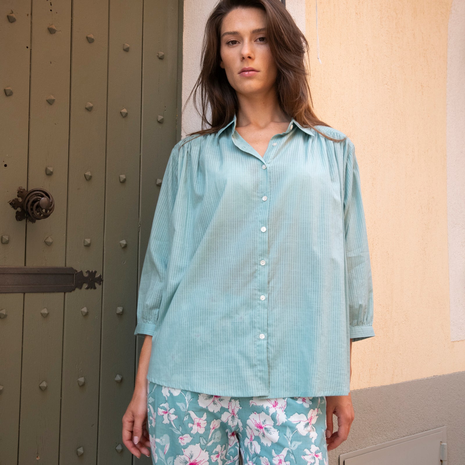 Cerise Shirt S.color 100% Coton - Green GREEN