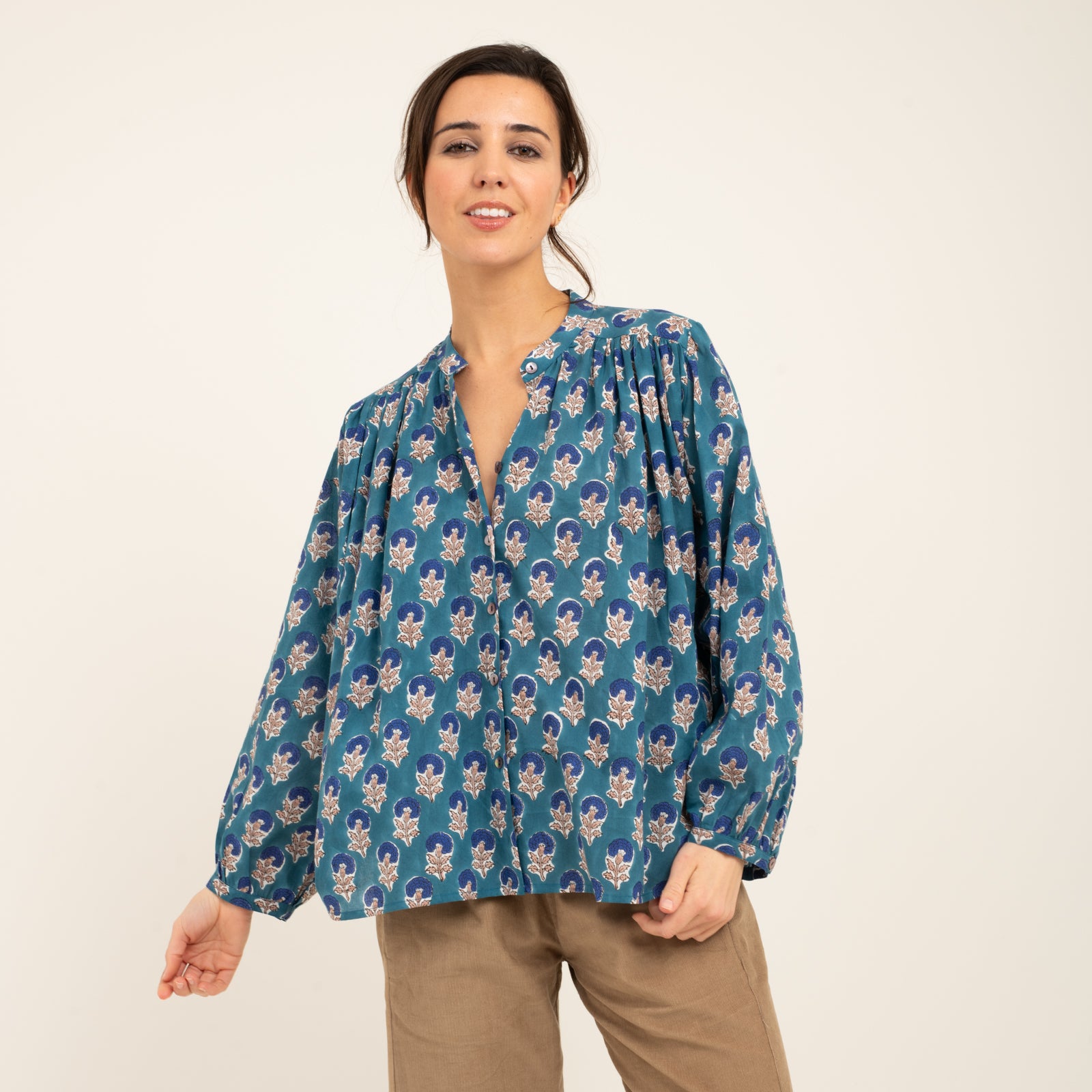 Julie Shirt Sathi Jaya 100% Organic Cotton - Blue BLUE